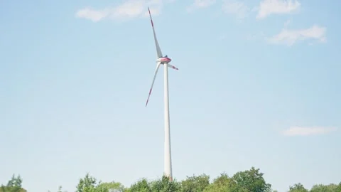 One Wind Turbine View From the Car Slow Motion Видео 346370966