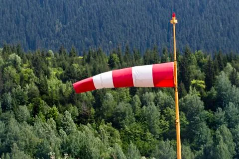 One windsock pole red and white Stock Photos