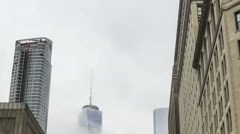 One World Freedom Tower in the clouds Stock Footage 68408627