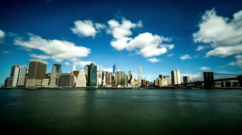 The One World Trade Center and the Brooklyn Bridge Stock Footage 63620719