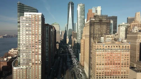 One World Trade Center pull up shot Stock Footage 286053061