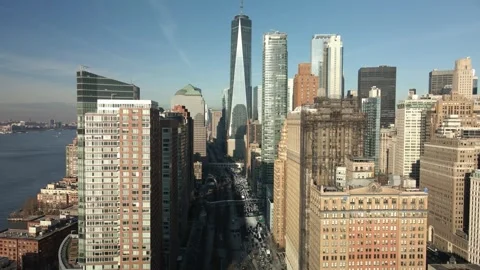 One World Trade Center pull out shot 2 Stock Footage 286053149