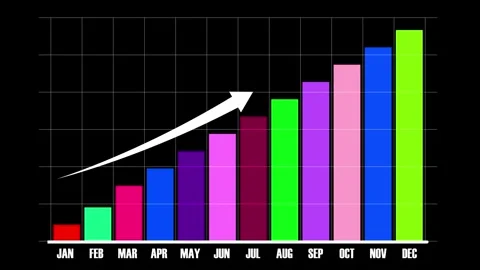 One Year Bar Graph Animation Showing Business Growth Stock Footage 310344174