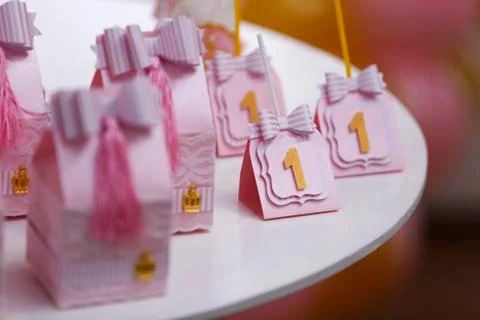 One-Year Birthday Decoration Items Stock Photos