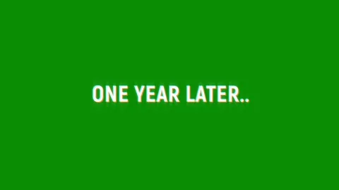 One year later text glitching modern effect for movie word animation 库存影片 313335747