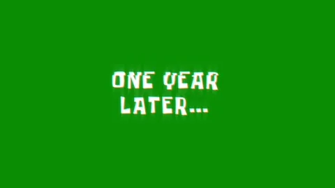 One year later text glitching modern effect for movie word animation 動画素材 313335786