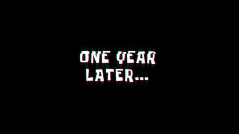 One year later text glitching modern effect for movie word animation 库存影片 313335843