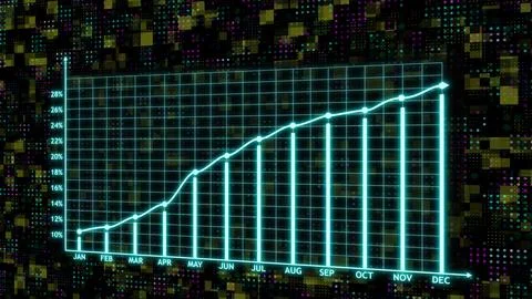 One year month graph digital background Stock Illustration