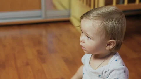 One year old kid in the room. Stock Footage 67703818