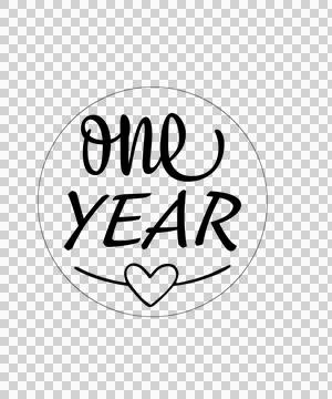 One Year Round Badge Design With Cursive Text displaying Stock Illustration