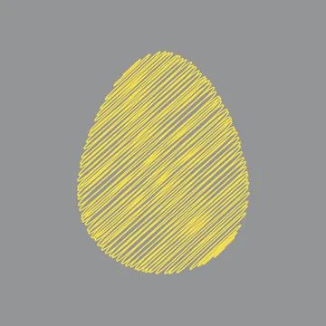 One Yellow scribble Vector Easter egg isolated on a gray background Stock Illustration