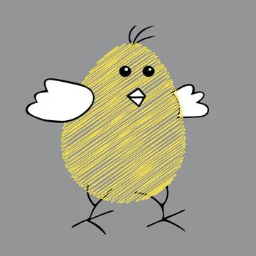 One Yellow scribble Vector Easter egg or chicken isolated on a gray background Stock Illustration