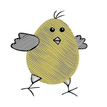 One Yellow scribble Vector Easter egg or chicken isolated on a white background Stock Illustration