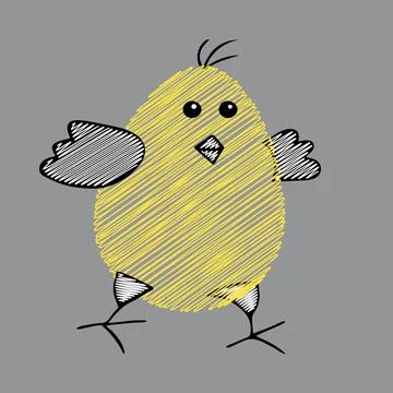 One Yellow scribble Vector Easter egg or chicken isolated on a gray backgroun Stock Illustration