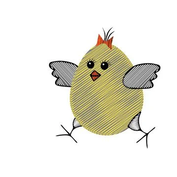 One Yellow scribble Vector Easter egg or chicken isolated on a white backgrou Stock Illustration