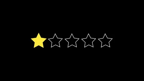 One Yellow Star Out Of Five On A animation Black Background rating review Stock Footage 321855116