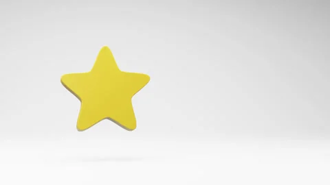 One Yellow Star Shape Spinning on Studio Light Gray Background Stock Footage 231477167