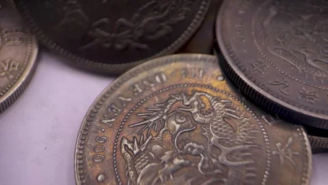 One yen silver coin Stock Footage 294847939