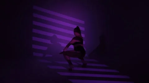 One young, not skinny girl in a straight dress is dancing twerk Stock Footage