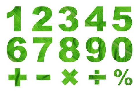 One to zero numbers and basic mathematical symbols Stock Photos