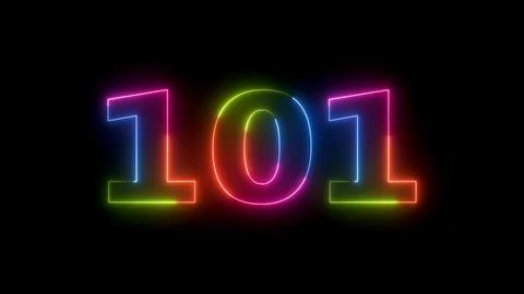 One zero one number neon light effect Stock Illustration