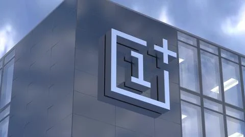 OnePlus Editorial Render of Corporate Logo on Headquarters Roof Stock Photos