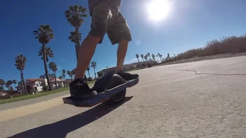 Onewheel EV Sidewalk Surfing Stock Footage 265100483