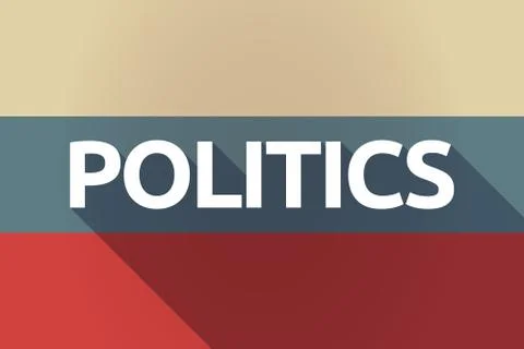 Ong shadow Russia flag with  the text POLITICS Stock Illustration
