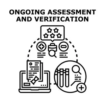 Ongoing assessment and verification process illustration Stock Illustration