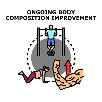 Ongoing body composition improvement concept vector Stock Illustration