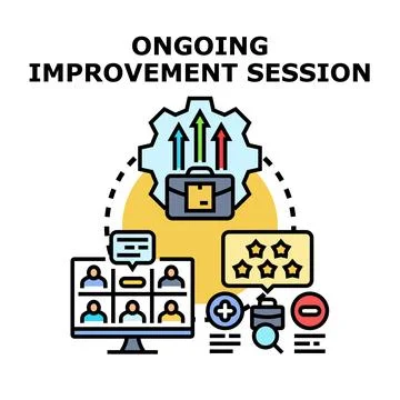 Ongoing business improvement process with online team collaboration Stock Illustration