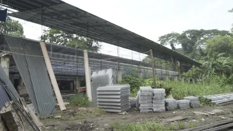 Ongoing construction of a poultry building in Bulacan, Philippines Video stock 229753392