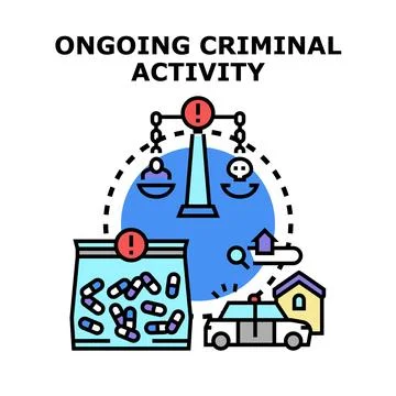 Ongoing criminal activity concept illustration with legal issues Stock Illustration