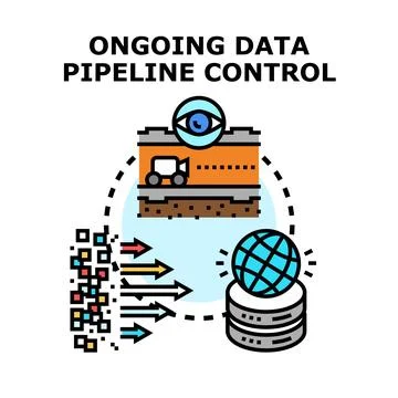 Ongoing data pipeline control processing information analytics illustration Stock Illustration