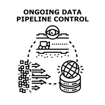 Ongoing data pipeline control processing information analytics illustration 스톡 일러스트