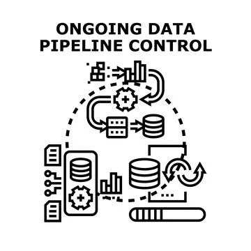 Ongoing data pipeline control processing illustration 库存插图