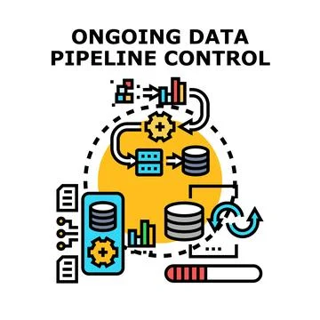 Ongoing data pipeline control processing illustration Stock Illustration