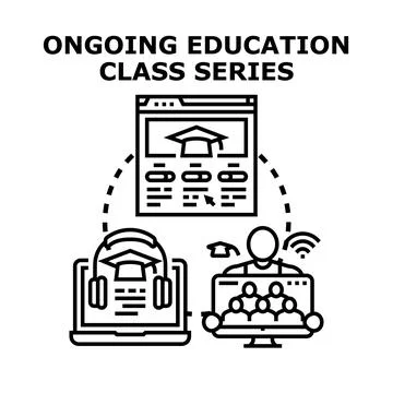 Ongoing education class series for online learning Stock Illustration