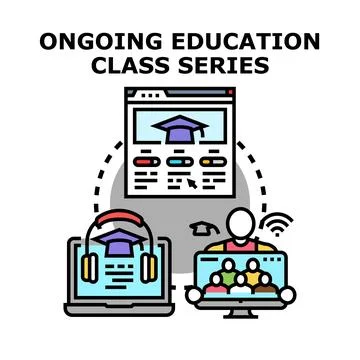 Ongoing education class series for online learning Stock Illustration