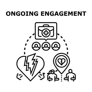 Ongoing engagement concept with broken heart problems Stock Illustration