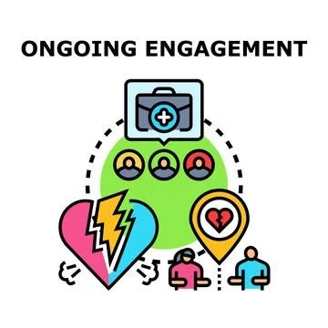 Ongoing engagement concept with broken heart problems Stock Illustration