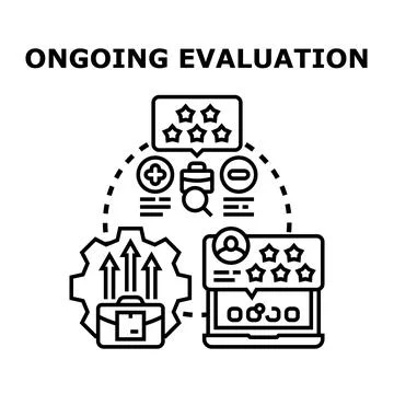 Ongoing evaluation process analyzing business performance and feedback Stock Illustration