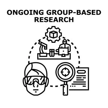 Ongoing group based research and scientific investigation process イラスト素材