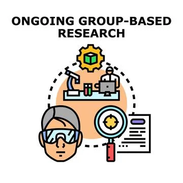 Ongoing group based research and scientific investigation process イラスト素材