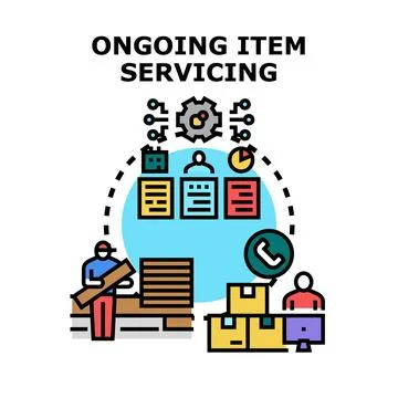 Ongoing item servicing logistics operational support concept Stock Illustration