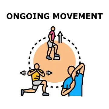 Ongoing movement concept with people exercising and stretching Stock Illustration