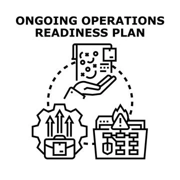 Ongoing operations readiness plan strategy and execution Stock Illustration