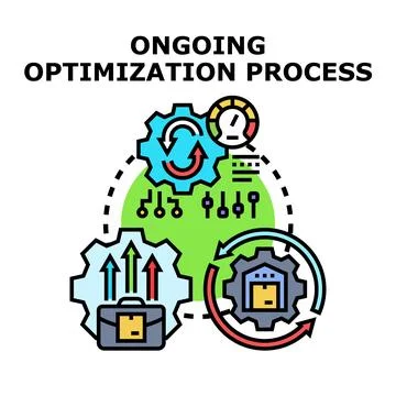 Ongoing optimization process for business logistics and efficiency Illustrazione stock