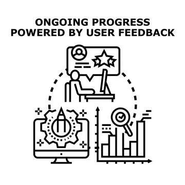 Ongoing progress powered by user feedback concept Stock Illustration