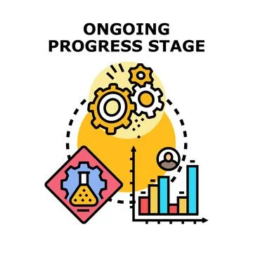 Ongoing progress stage achieving business development goals Stock Illustration